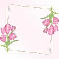 akvarell tulpan blomma och lämna scenografi vektor