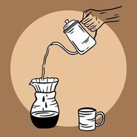 handritad håll kaffe grädde dryck dessert butik glas kopp meny café restauranger illustration vektor