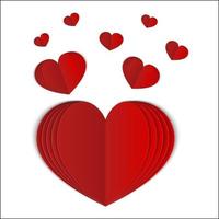 realistische 3d gefaltete Papierherzen. fliegende rote Herzen isoliert auf weiss. Symbol der Liebe für Valentinstag-Grußkarte. Vektor-Illustration. einfach zu bearbeitende Vorlage für Ihre Designprojekte. vektor