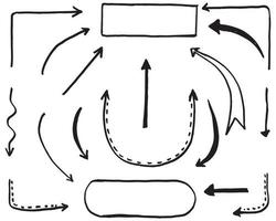 Satz handgezeichneter Pfeile für Business-Infografik, Banner, Web und Konzeptdesign. Vektor-Doodle-Design-Elemente. vektor