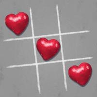 tic tac toe spel med kors och tre röda hjärta tecken märke kärlek kort vektor
