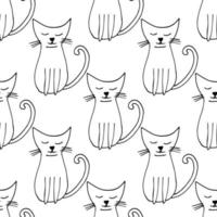 Katzen nahtlose Muster. Hand gezeichnetes Doodle-Symbol. , skandinavisch, nordisch, minimalismus, monochrom. haustiere tiere textilverpackungspapier hintergrund vektor