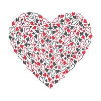 handgezeichnete Doodle rote und schwarze Herzen isoliert auf weißem Hintergrund. Vektor-Illustration vektor
