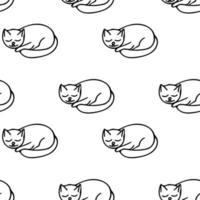Katze schläft nahtlose Muster handgezeichnete Doodle, Vektor. Strichzeichnungen, nordisch, skandinavisch, minimalismus, monochrom. Tapete, Textildruck Geschenkpapierhintergrund vektor