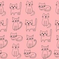 Katzen nahtlose Muster. Hand gezeichnetes Doodle-Symbol. , skandinavisch, minimalismus. Haustiere Tiere Textilverpackungspapier Hintergrund vektor