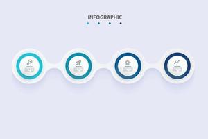 Visualisierung von Geschäftsdaten. Prozessdiagramm. abstrakte Elemente von Graphen, Diagrammen mit 4 Schritten, Optionen, Teilen oder Prozessen. Kreatives Konzept für Infografik vektor