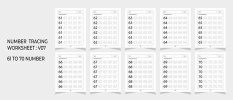 kalkylblad för spårning av dagisnummer, matematik för pedagogisk mattespeldesign, utskrivbart kalkylblad vektor