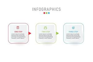 Visualisierung von Geschäftsdaten. Prozessdiagramm. abstrakte Elemente von Graphen, Diagrammen mit 3 Schritten, Optionen, Teilen oder Prozessen. kreatives Konzept für Infografik. vektor