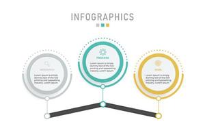 Visualisierung von Geschäftsdaten. Prozessdiagramm. abstrakte Elemente von Graphen, Diagrammen mit 3 Schritten, Optionen, Teilen oder Prozessen. kreatives Konzept für Infografik. vektor