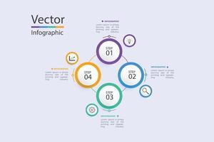 Visualisierung von Geschäftsdaten. Prozessdiagramm. abstrakte Elemente von Graphen, Diagrammen mit 4 Schritten, Optionen, Teilen oder Prozessen. Kreatives Konzept für Infografik vektor