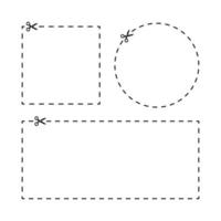 klipp här linjeikonpaket. sax skärlinje symbol vektorillustration. lämplig för kupong, biljett och markör för beskärningsområde. vektor