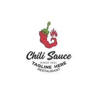 scharfer Chili-Logo-Design-Vorlagenvektor, Chilipfeffer, scharfer Chili, roter Chili, scharfes Essen vektor