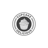 Cupcake-Logo-Design-Vorlage Vektor-Premium, Bäckerei, Bäckerei-Logo, Brot frisch, Haus backen vektor