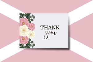 Dankeschön-Karte Grußkarte rosa Mini-Rosen-Blumen-Design-Vorlage vektor
