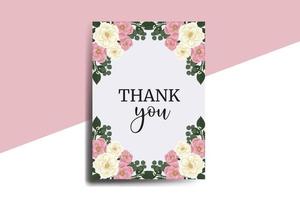 Dankeschön-Karte Grußkarte rosa Mini-Rosen-Blumen-Design-Vorlage vektor