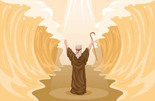 Moses Wunder, das Rotes Meer trennt. Religionsszenenillustrationsvektor vektor
