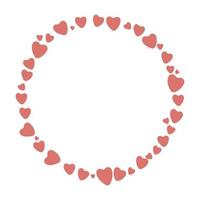 rund formad romantisk ram med hjärtan på vit bakgrund vektor
