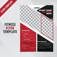 Fitnessstudio-Flyer-Vorlage, Unternehmens-Flyer-Vorlage, Business-Vorlage, Silhouette von Mann und Frau für das Werbedesign von Fitnessplakaten, Plakatdesign-Sporteinladung, kann an die Broschüre angepasst werden. vektor