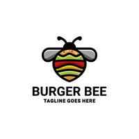 Doppelbedeutungslogo-Design-Kombination aus Burger und Biene vektor