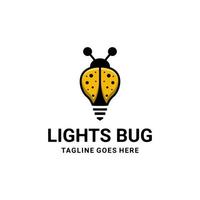 Doppelbedeutungslogo-Design-Kombination aus Käfer und Lichtern vektor