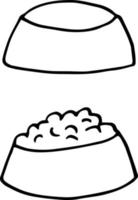 skål med sällskapsdjur ikonuppsättning. handritad doodle. , skandinavisk, nordisk, minimalism monokrom vektor