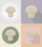 champignon svamp mat och objekt platta ikoner vektor illustration
