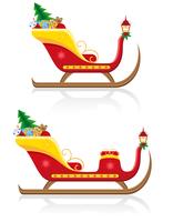 Weihnachtsschlitten von Weihnachtsmann mit Geschenken vector Illustration