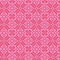 broderat nordiskt rött rosa mönster vektor