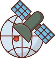 Satelliten-Vektor-Illustration auf einem transparenten Hintergrund. Symbole in Premiumqualität. Vektorlinie flaches Farbsymbol für Konzept und Grafikdesign. vektor