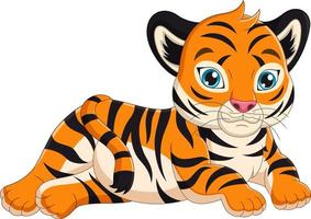 süßer Baby-Tiger-Cartoon, der sich hinlegt
