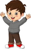 Cartoon glücklicher kleiner Junge, der die Hände hebt vektor