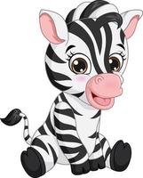 süßes Baby Zebra Cartoon sitzend vektor