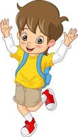Cartoon glücklicher Junge Student mit Rucksack vektor