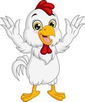 Cartoon glückliches Huhn auf weißem Hintergrund vektor
