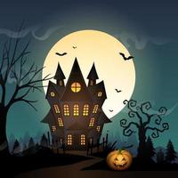 halloween bakgrund med spöklika slott vektor