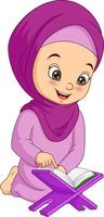 muslimisches Mädchen der Karikatur, das Koran liest vektor