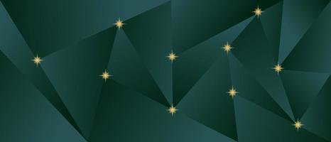 abstrakter 3D-Hintergrund mit polygonalem Muster, kleine goldene Sterne. moderne geometrische einladungskarte. vektor