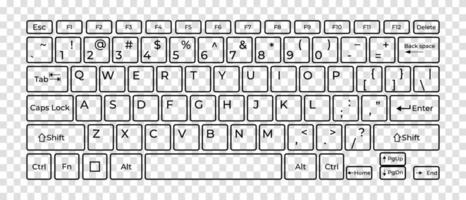 Computertastatur-Schaltflächen-Layout-Vorlage mit Buchstaben für die grafische Verwendung. Vektor-Illustration