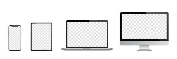 realistischer Satz von Monitor, Laptop, Tablet, Smartphone. Vektor-Illustration vektor