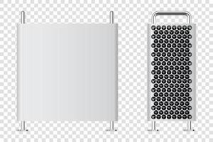 Computergehäuse Vorder- und Seitenansicht. PC-Hardware. Komponenten für Personalcomputer. eps10. Vektor-Illustration vektor