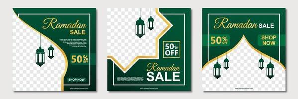 uppsättning ramadan fyrkantig banner malldesign. vektor illustration