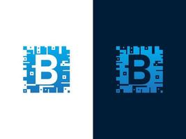första bokstaven b och chipkort vektor logotypdesign
