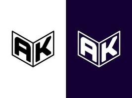 initialbokstav ak minimalistisk och modern 3d-logotypdesign vektor