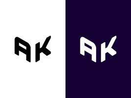 initialbokstav ak minimalistisk och modern 3d-logotypdesign vektor