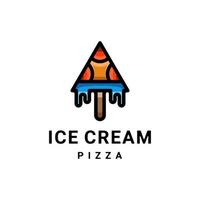 kombination pizza och glass i vit bakgrund, vektor logotyp design redigerbar