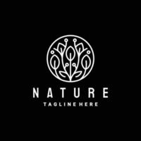 abstraktes elegantes Naturbaum-Vektorsymbol-Logo-Design mit Strichzeichnungsstil vektor