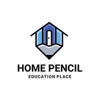 Home-Kombination mit Bleistift in weißem Hintergrund, Vektor-Logo-Design flach minimalistisch vektor