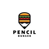 Burger-Kombination mit Bleistift in weißem Hintergrund, Vektor-Logo-Design vektor