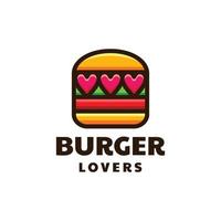Burger-Kombination mit Liebe in weißem Hintergrund, Vektor-Logo-Design vektor