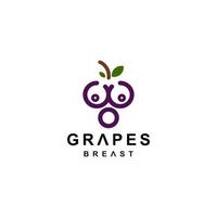 kombination frukt druvor och bröst i vit bakgrund, vektor logotyp designmall redigerbar